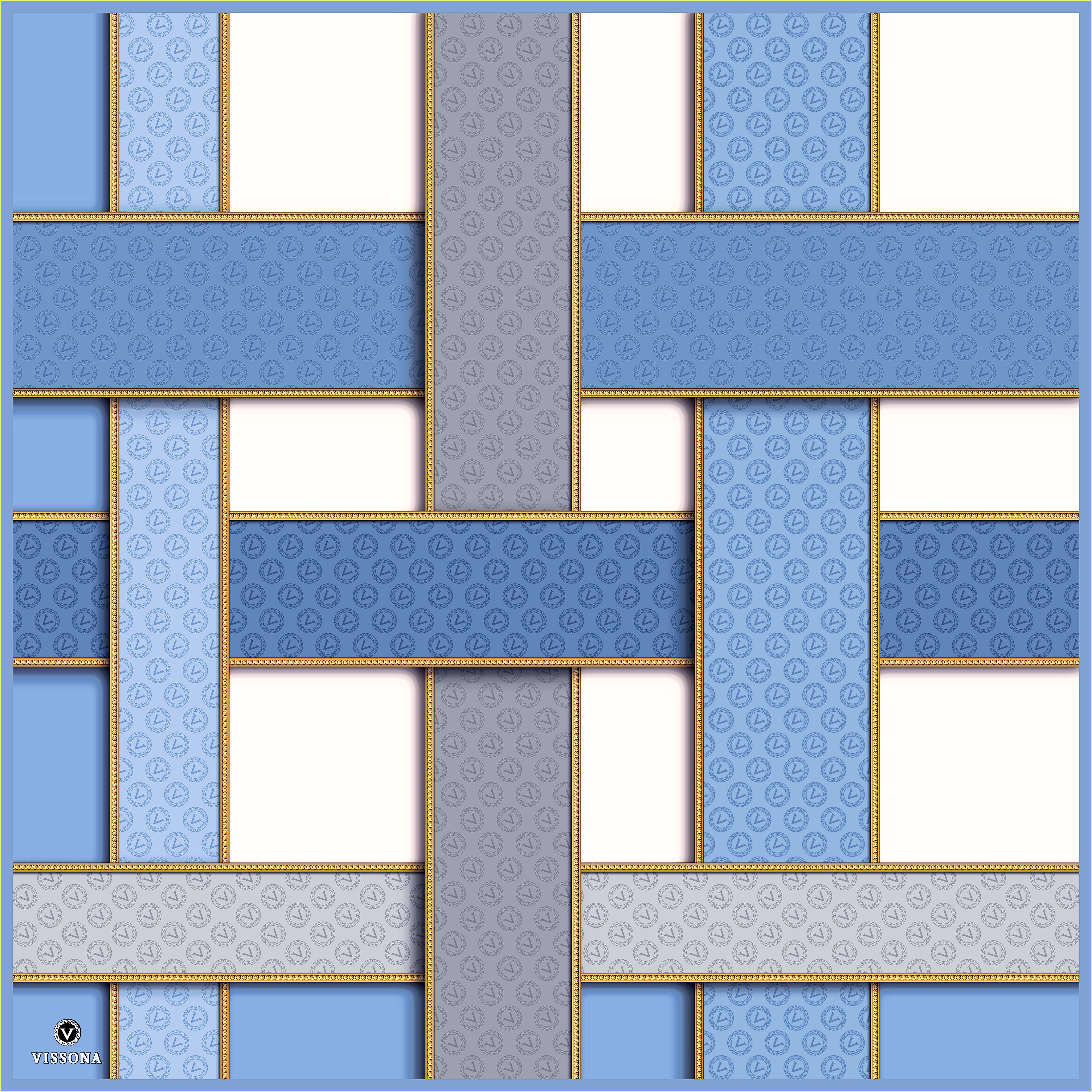 100% Twill Silk Geometric Patterned Scarf - Beige & Copper 35x35 inch (90x90 cm) - Hand-Rolled Edges (Copy)