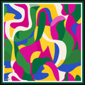 100% Twill Silk Geometric Patterned Scarf - Multicolor 35x35 inch (90x90 cm) - Hand-Rolled Edges (Copy)